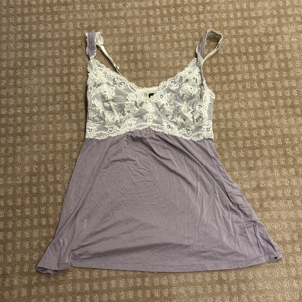 Women's Lace Trim Purple Chemise
